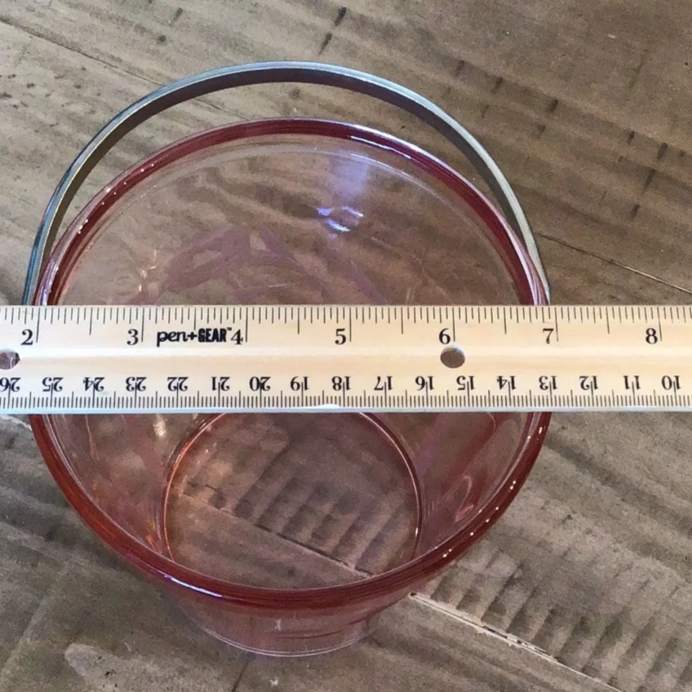 Vintage pink depression glass ice bucket
